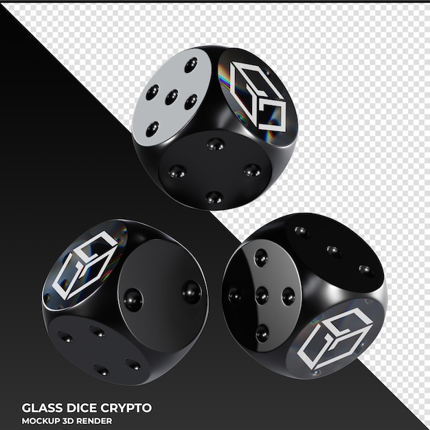 PSD dice gala glass dice crypto icona 3d