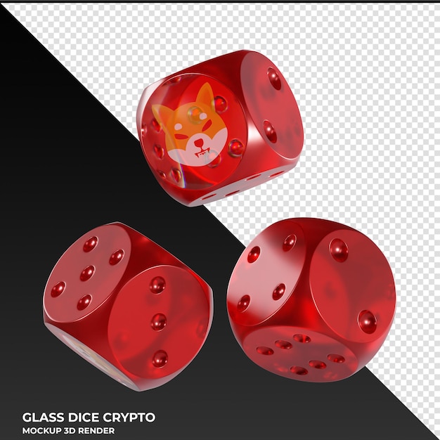 PSD dice shiba inu shib glass dice crypto 3d icon