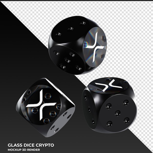 PSD dice xrp glass dice crypto 3d icon