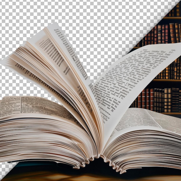 Dictionary with detailed paper texture on transparent background