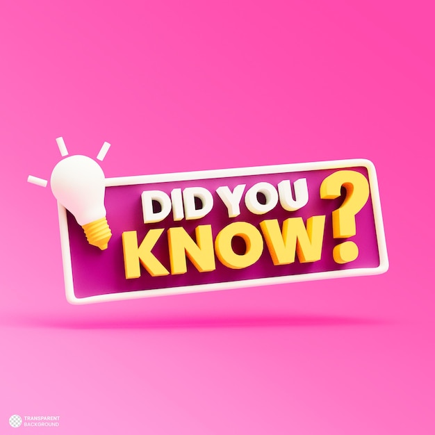 Did you know speech bubble icon 3d render isolated