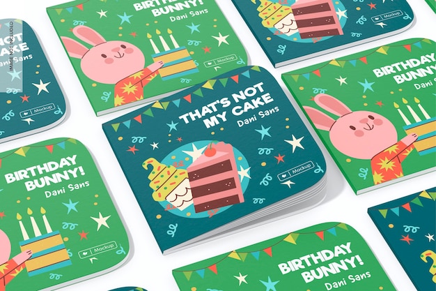 Die Cut Children Books Mockup, Mozaika