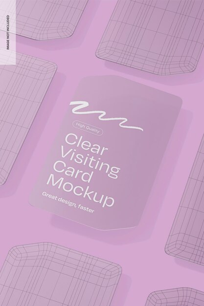 PSD die cut clear visiting cards mockup mosaic