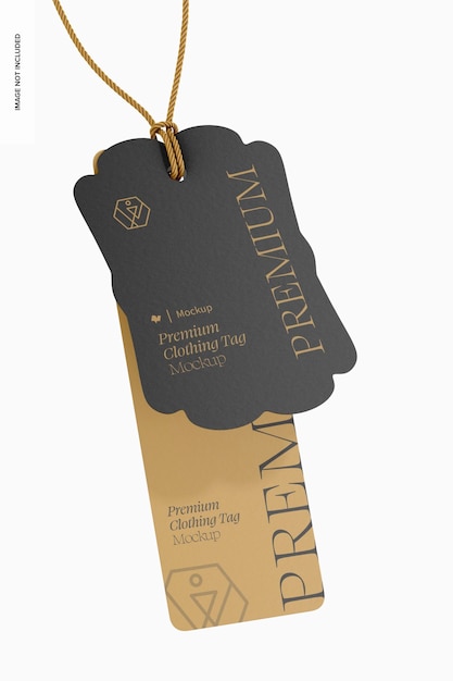 die cut clothing tag mockup falling