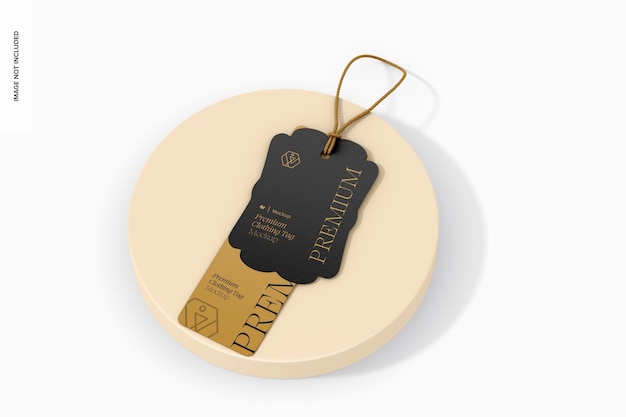 PSD die cut clothing tag mockup perspectiva