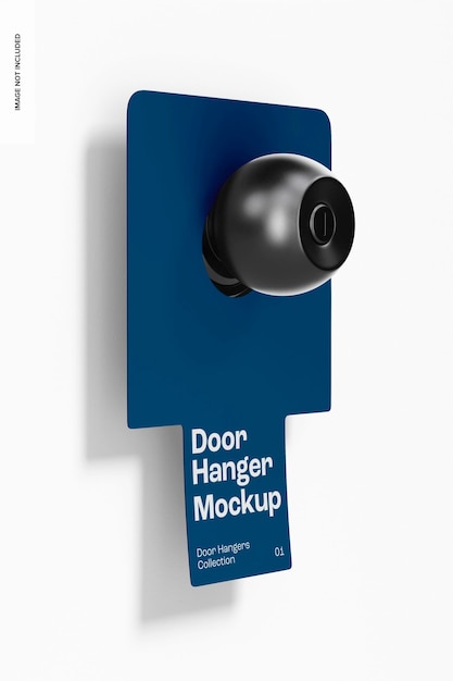 PSD die cut door hanger mockup, side view