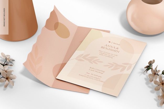 Die Cut Greeting Card Mockup Perspective