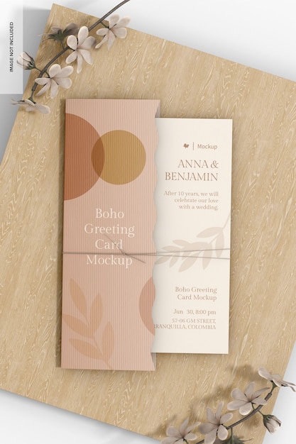 Die Cut Greeting Card Mockup Top View