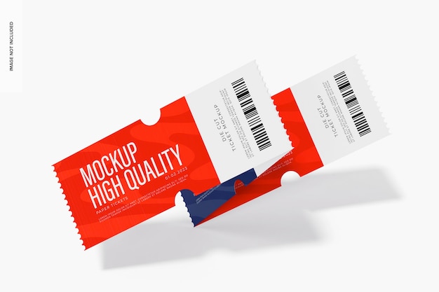 die cut tickets mockup, falling