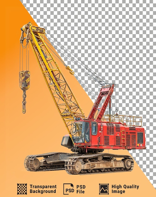 PSD diesel crawler crane isolated on transparent background png