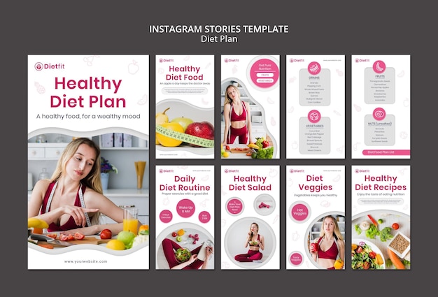 PSD diet plan instagram stories template