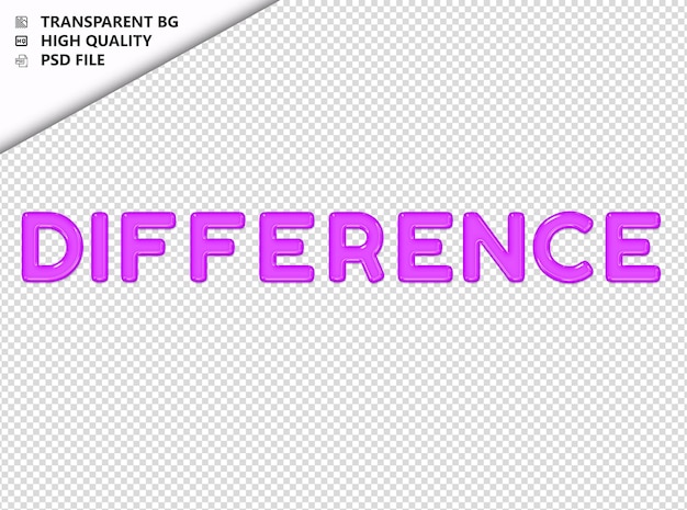 PSD difference typography purple text glosy glass psd transparent