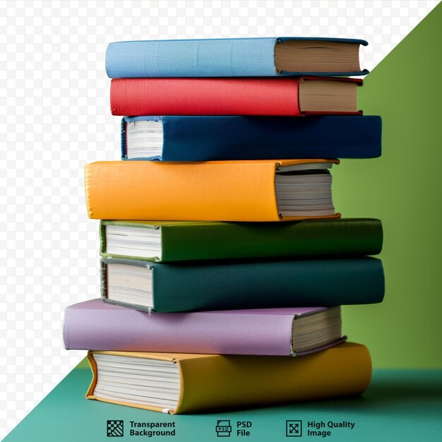 PSD different color books tower simply school and education concept empty space for your text and design