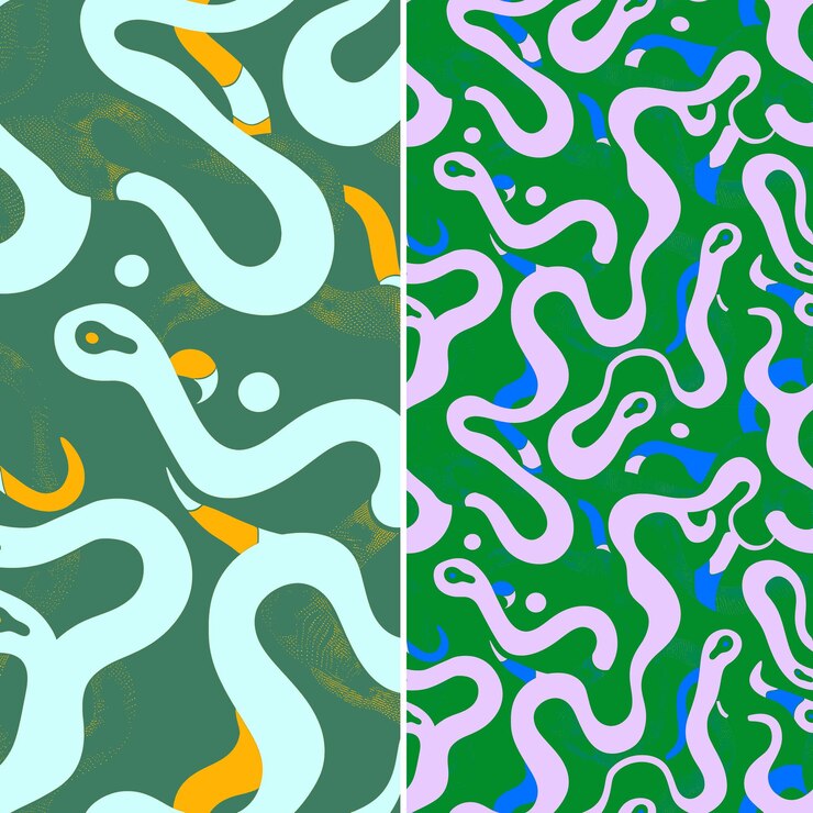PSD different colored patterns with the word snakes on them