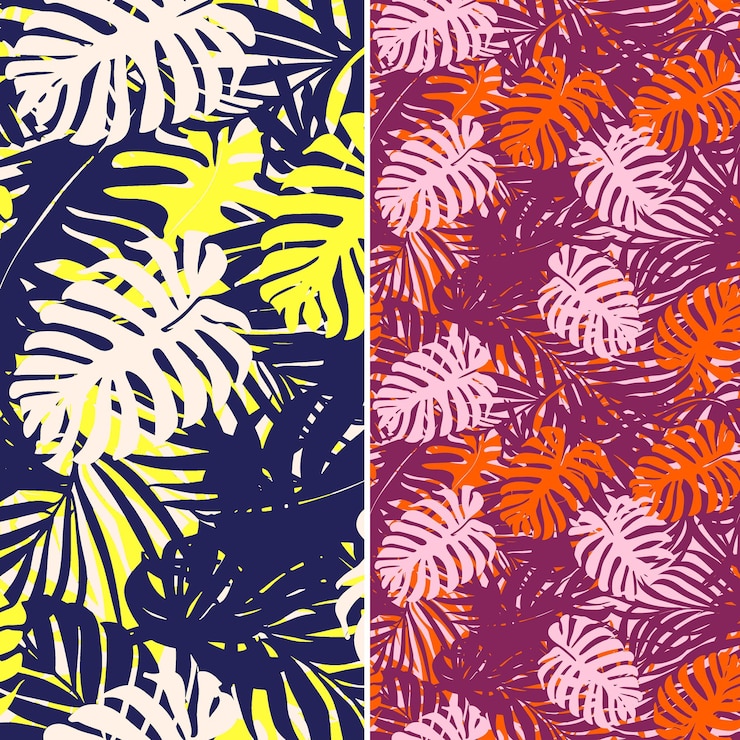 PSD different colors of the year including palm trees purple and yellow
