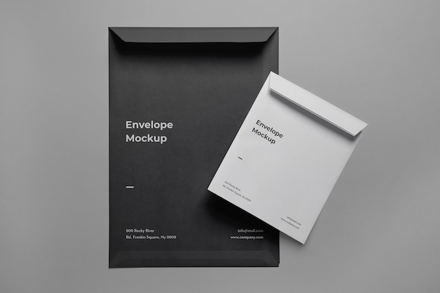 different envelopes assortment above view