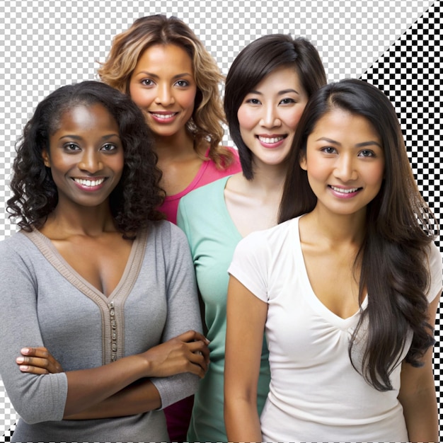 PSD different ethnicity women on transparent background