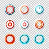 PSD different round loaders flat icon set