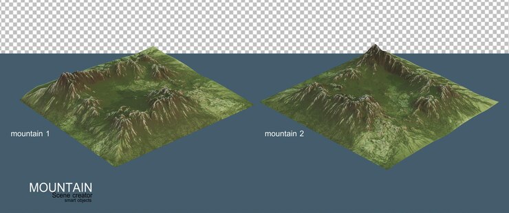 PSD different seasons mountains