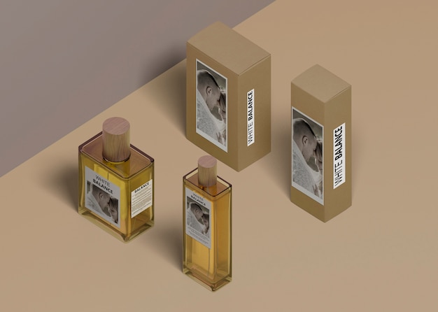 PSD different shape bottles of perfume