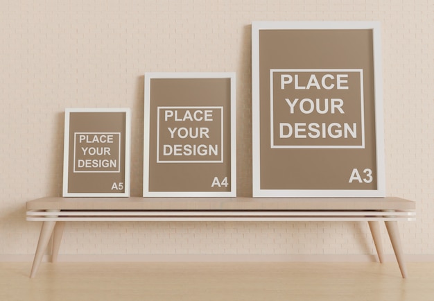 different size frame mockup standing on the table
