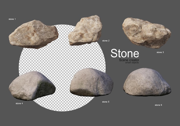 다양한 모양의 다양한 유형의 돌