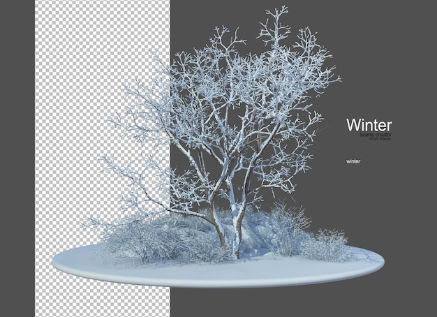 PSD 冬のさまざまな種類の木