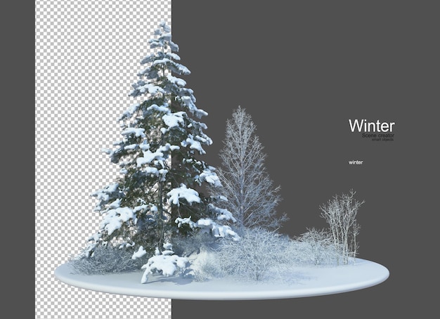 PSD 冬のさまざまな種類の木