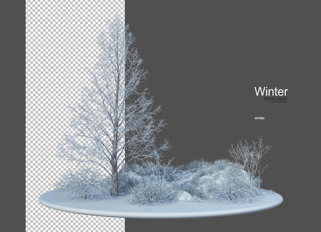 PSD different types of trees in winter