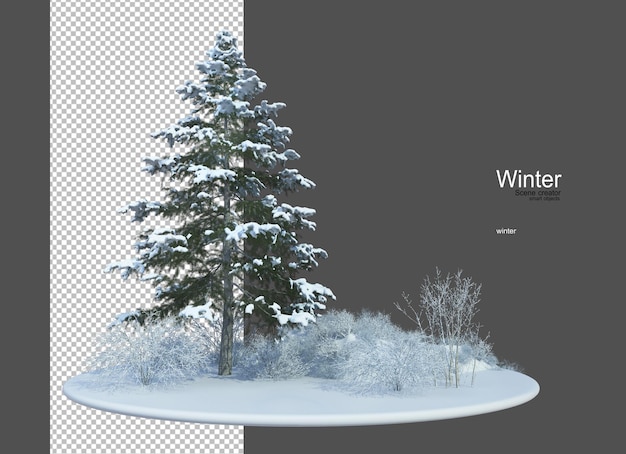 PSD different types of trees in winter