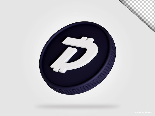 Digibyte dgb cryptocurrency munt 3d-rendering geïsoleerd