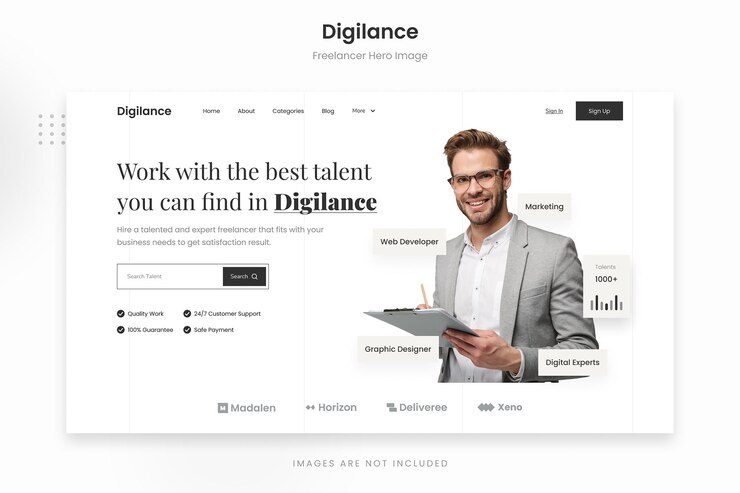 PSD digilance 현대 전문 프리랜서 영웅 이미지