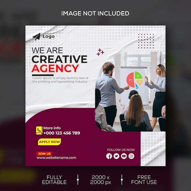 Digitaal creatief marketingbureau sociale post- of bannersjabloon