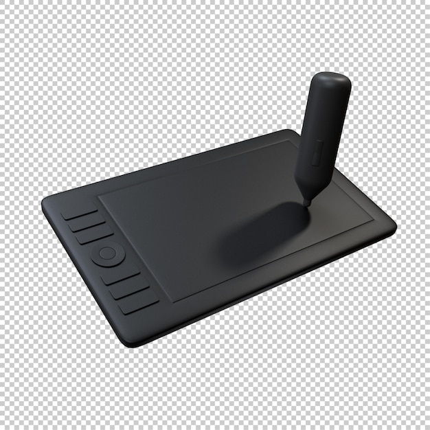 Digitaal grafisch tablet met potlood 3D-pictogram