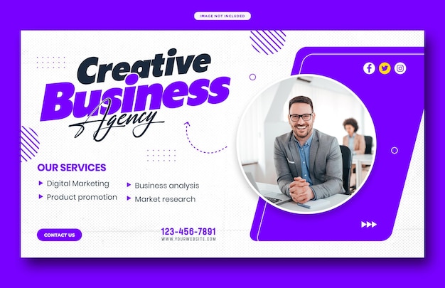 Digitaal marketingbureau en zakelijke sociale media banner of Instagram postsjabloonontwerp