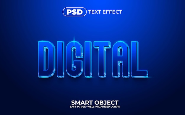 Digital 3d editable text effect style