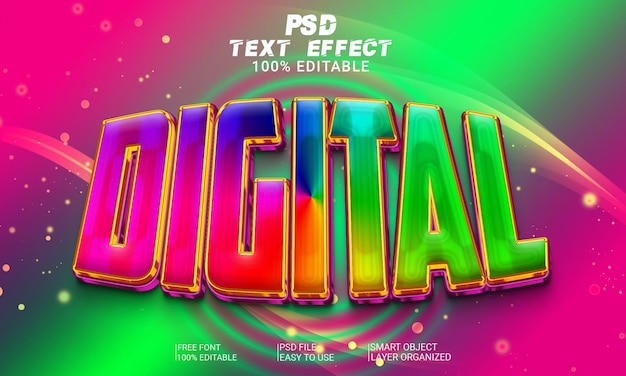 Digital 3d text effect psd file