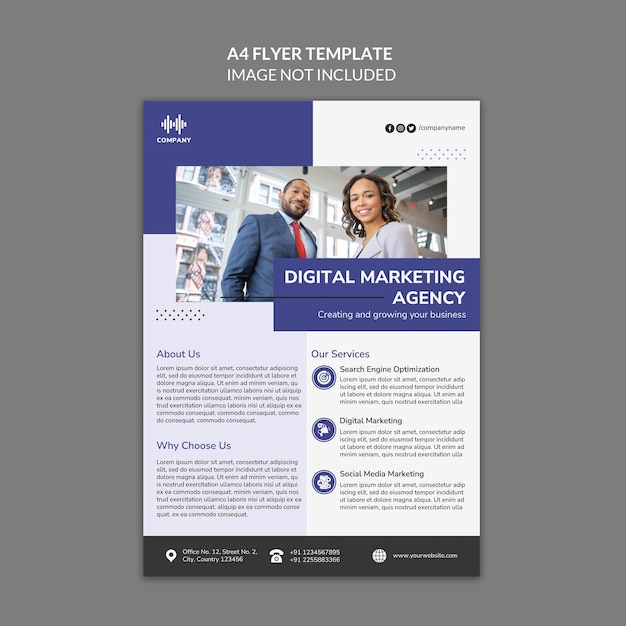 Digital Agency - A4-formaat Brochure Flyer Ontwerpsjabloon 01