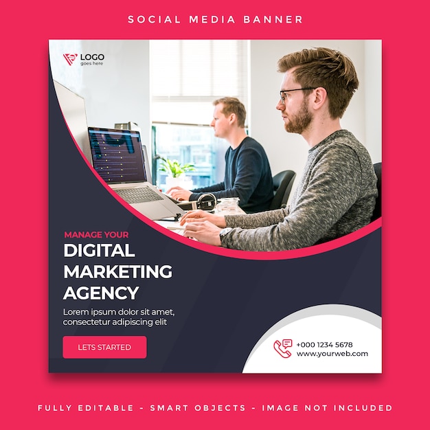 Digital agency marketing square social media post