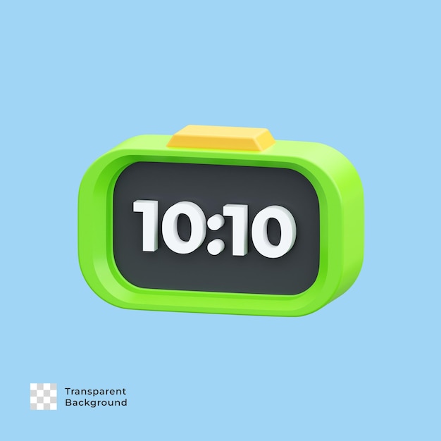 Digital alarm clock 3d render illustration design