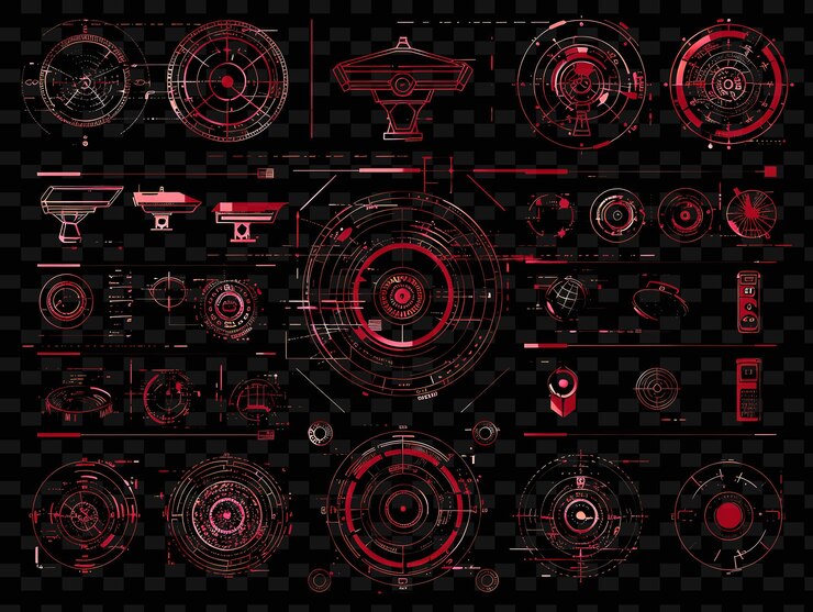 PSD a digital art of a circle with a red light on it