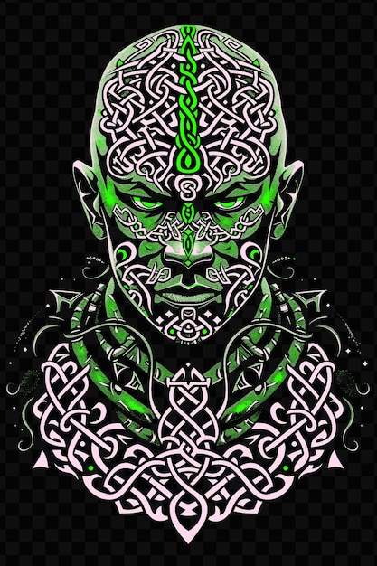A digital art of a man with a green head