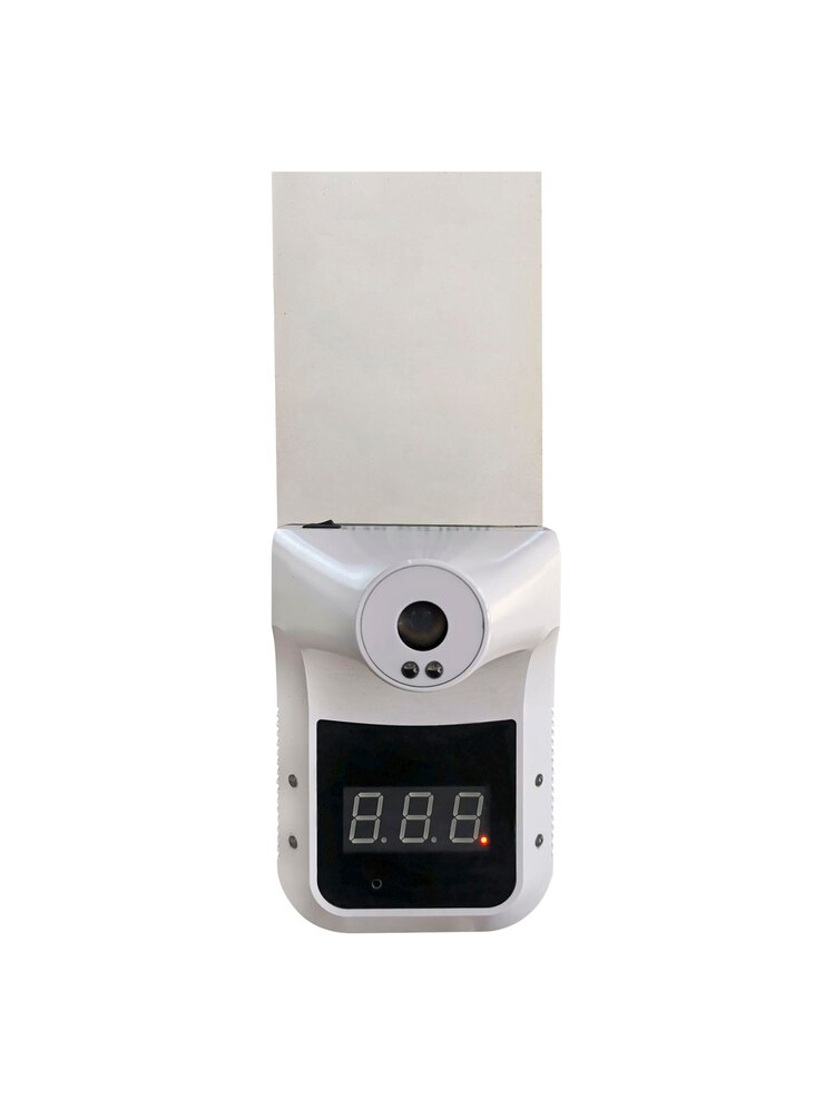 PSD digital automatic body measuring temperature machine for measuring body temperature by placing a hand over the sensor in checks the covid19 pandemic transparent background