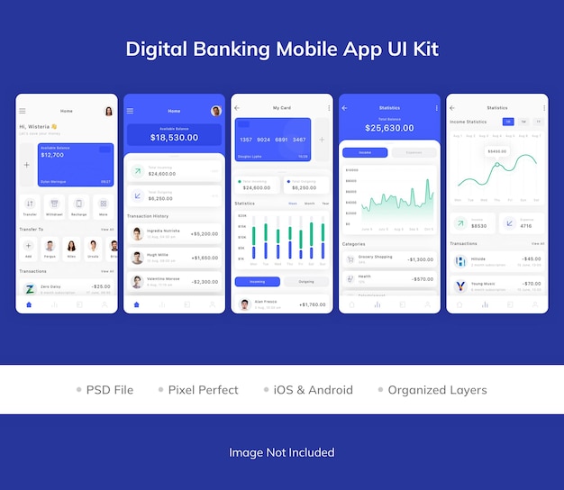 PSD digital banking mobile app ui kit