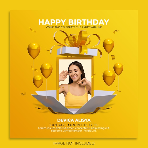 Digital birthday celebration social media post template