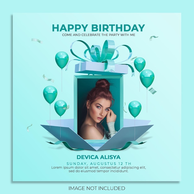 Digital birthday celebration social media post template