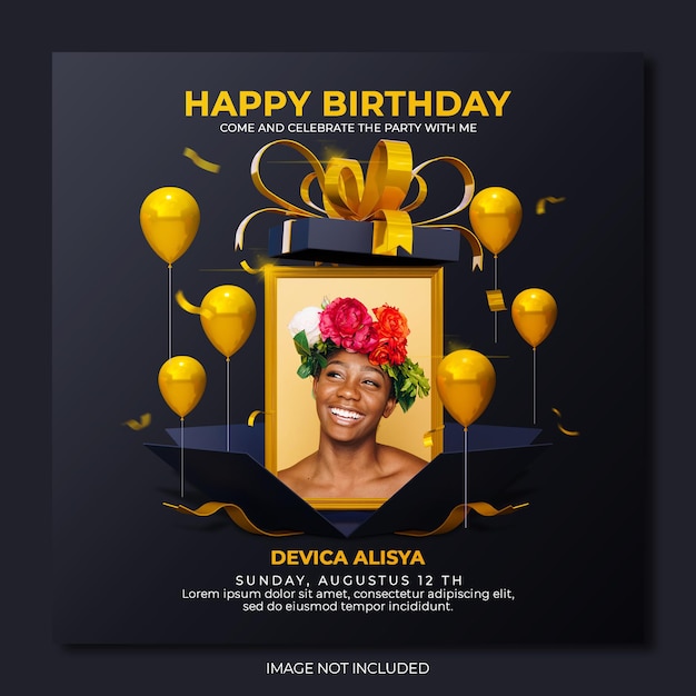 Digital birthday celebration social media post template