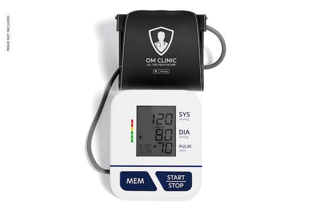 PSD digital blood pressure monitor mockup, top view