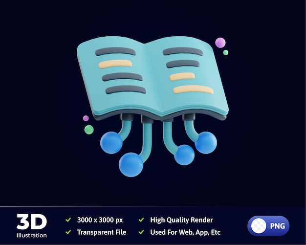 PSD 디지털 책 디지털화 3d 일러스트레이션