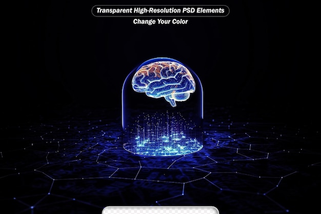 PSD digital brain hologram hud artificial intelligence ai machine deep learning